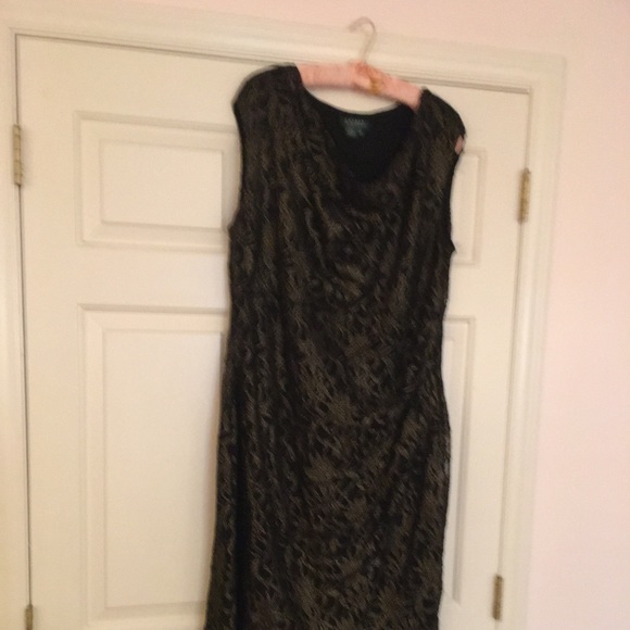 Lauren Ralph Lauren 18W Black & Gold Lace Dress - Picture 3 of 6